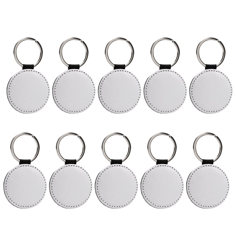 10Pcs Leather Keychains Blank MDF Keychains Sublimation Heat Transfer Keychains Kit